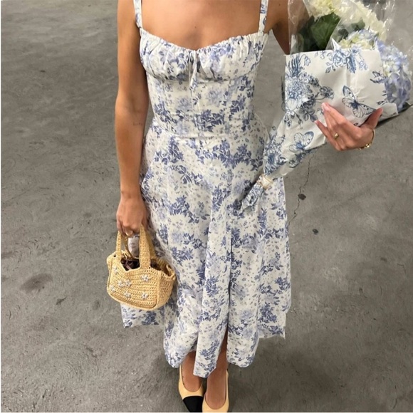 House of CB Dresses & Skirts - House of Cb Carmen Blue Print Bustier Sundress